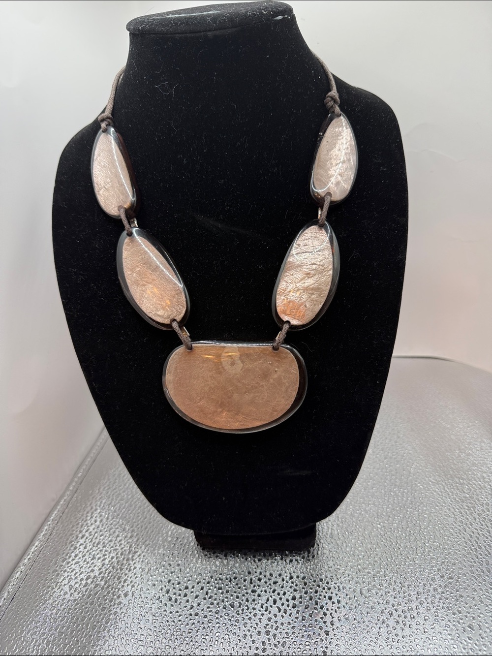 Statement Rose Gold Oval Riverstone Necklace